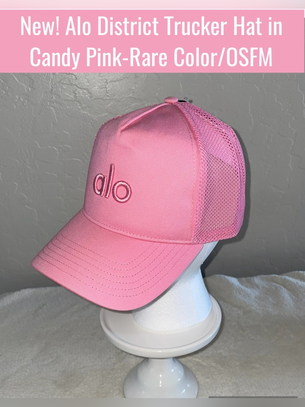 New! Alo Yoga District Trucker Hat in Candy Pink- Rare Color/One Size